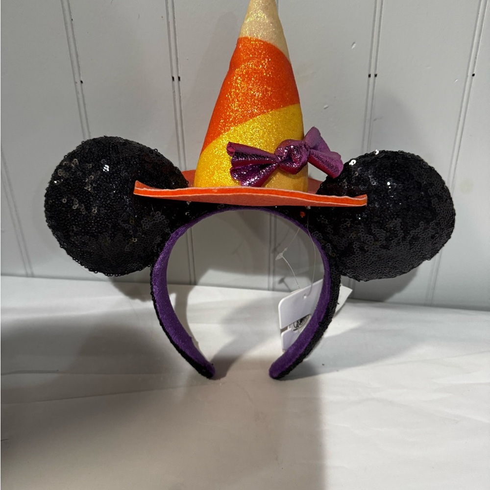 Disney Parks 2020 Minnie Mouse Halloween Candy Corn Sequined Witch Ears Headband